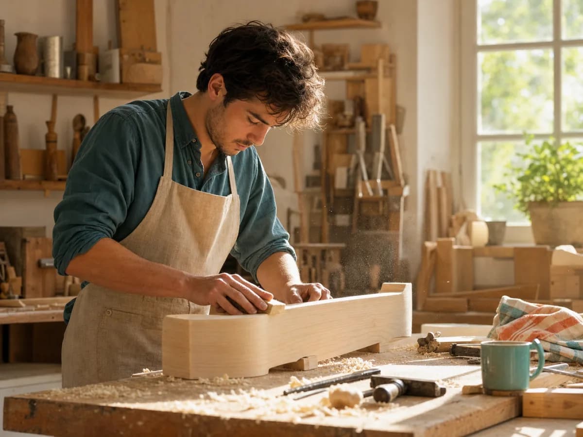 Un artisan indépendant au travail dans son atelier
